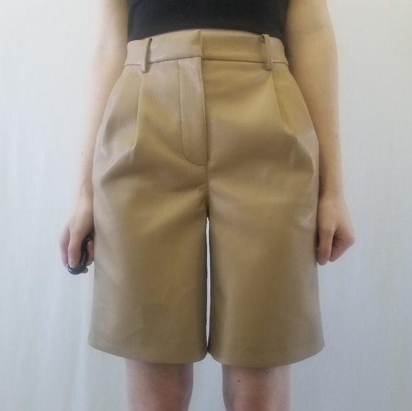 Wilfred Tan Faux Leather Shorts - Picture 2 of 5